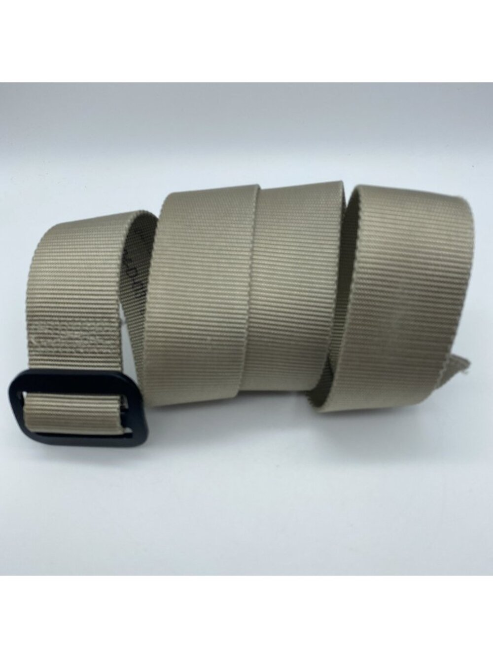 Men's Large Tan Beige Woven Nylon Slip Through Belt 45" Adjustable 1.75"